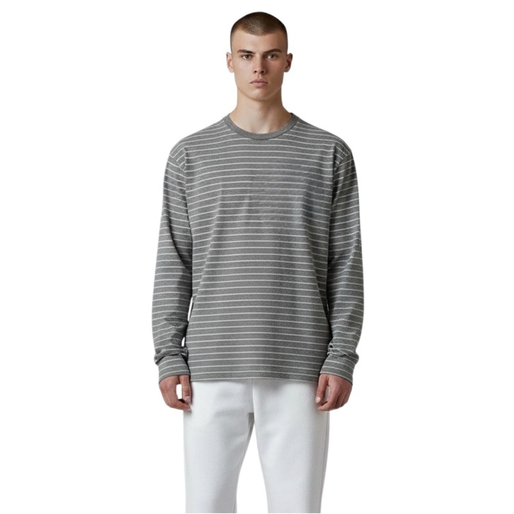 Polo‎ Ralph Lauren Men’s Long Sleeve Tee Gray White Stripe Classic Fit XL